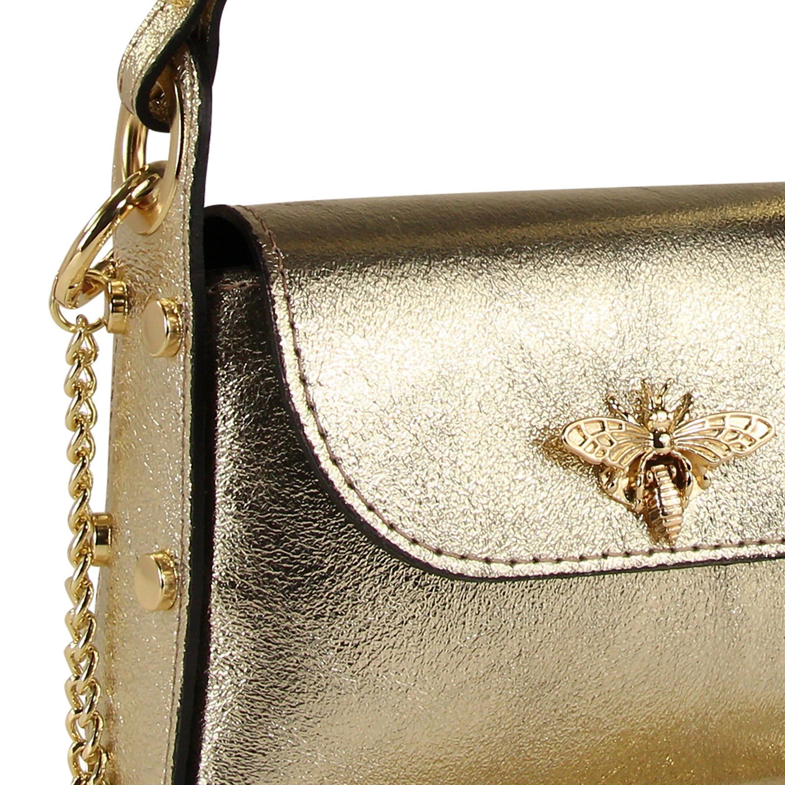 Toscanto Umhängetasche Toscanto Damen Umhängetasche Leder Tasche (Umhängetasche), Damen Leder Umhängetasche, gold ca. 19cm – Bild 3 von 5