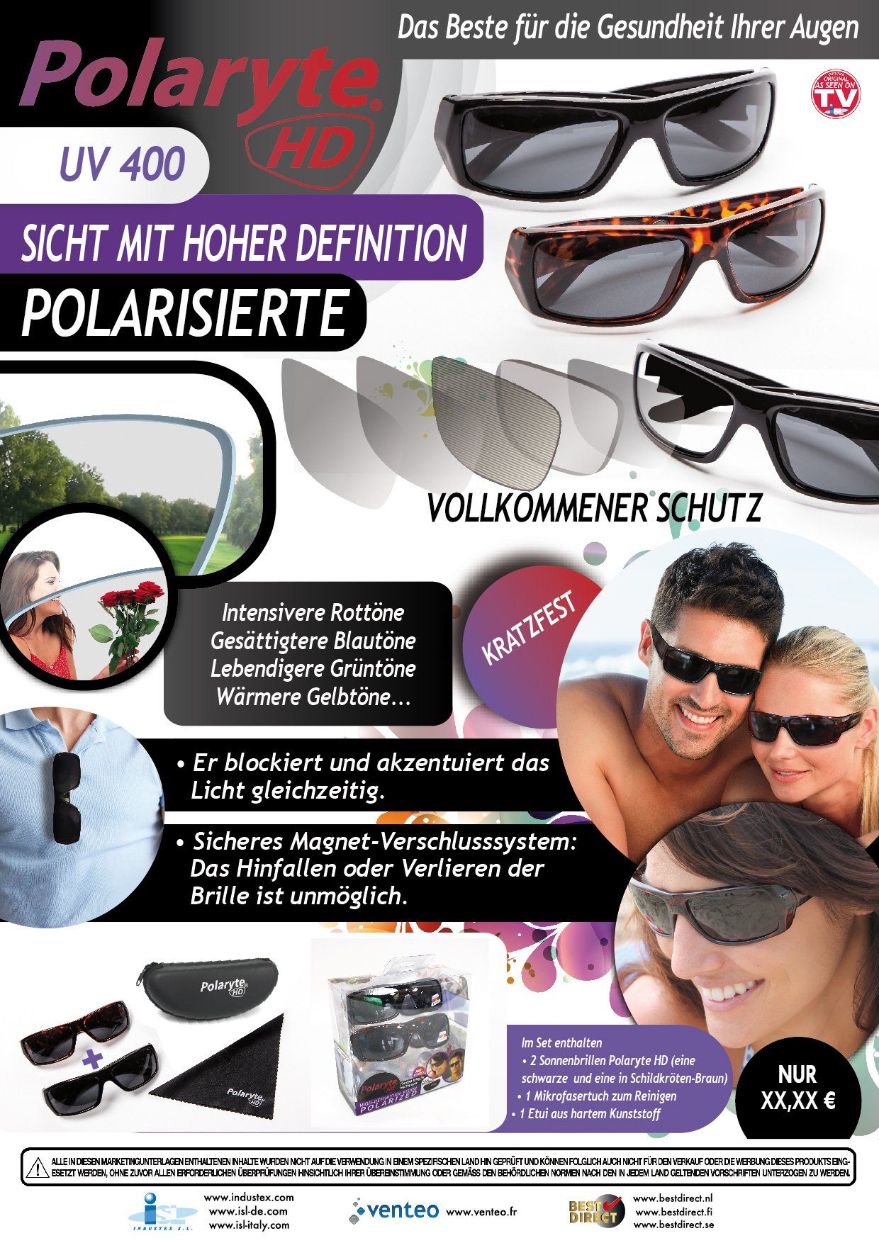 für Polaryte® Sonnenbrille Clip) Best (Spar-Set, Damen Direct® Herren 2-St., mit 400 Magnet UV polarisierte und Sonnenbrille HD