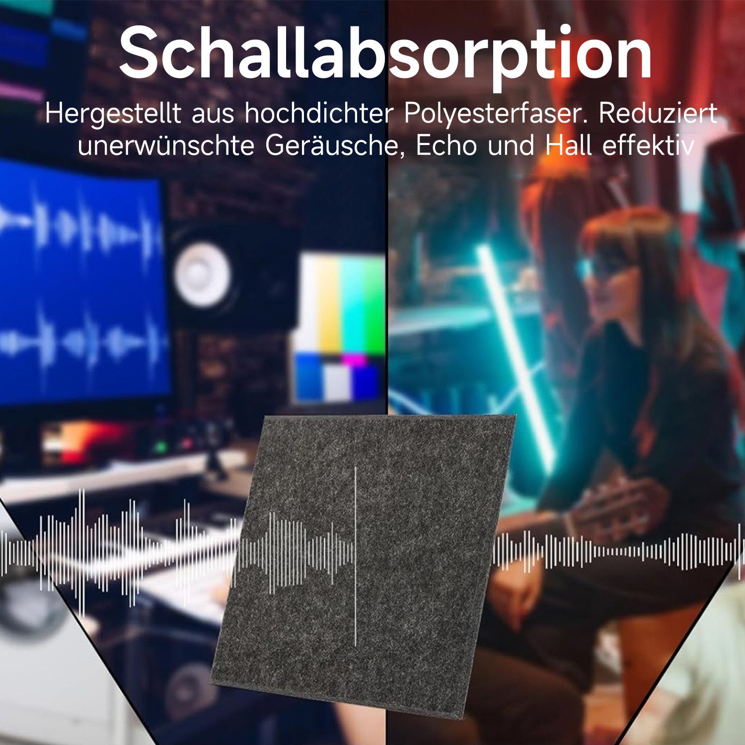 OSTWOLKE Akustikplatte Selbstklebend Schallabsorber Schallschutzplatten 30 x 30 x 0,9cm, (12-St), für Studio, Büro, Akustische Behandlung & Wanddekoration – Bild 3 von 5