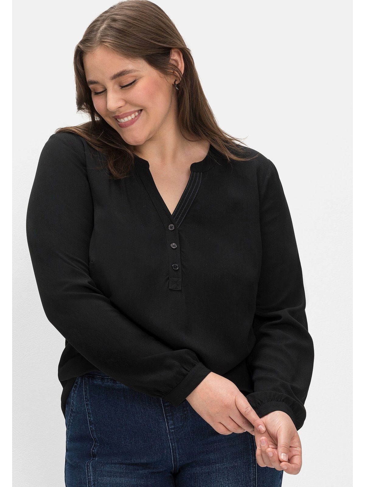 Sheego Tunika Große Größen aus fließender Viskose, verlängerter Rücken