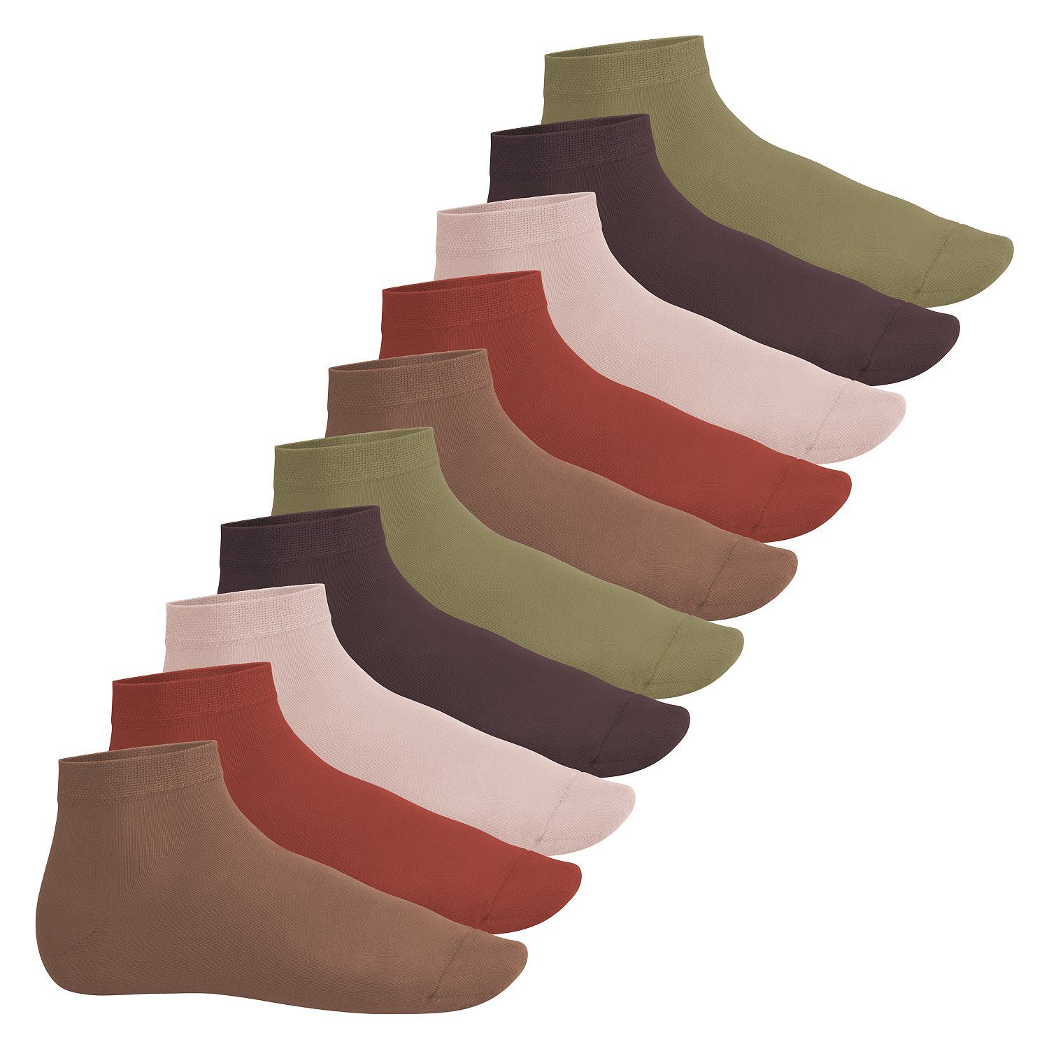 Footstar Kurzsocken Sneak It! Damen & Herren Kurzschaft Sneaker Socken (10 Paar) Herbstfarben