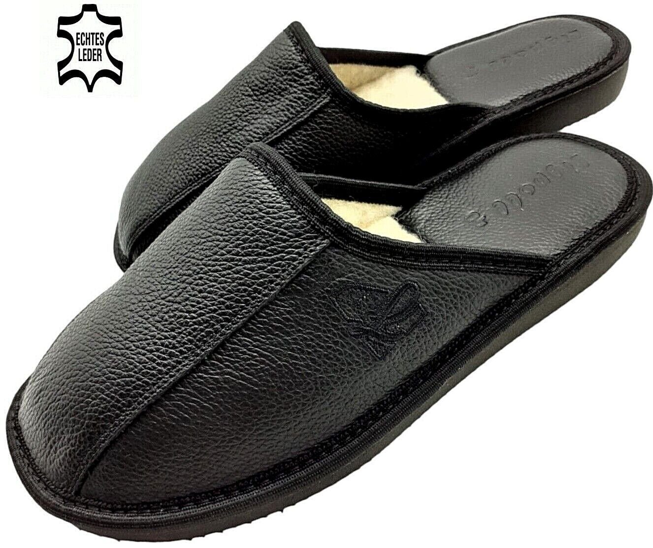 Ligpoll Herren Leder Winter warme Hausschuhe Gefüttert Schafwolle Pantoffeln Hausschuh