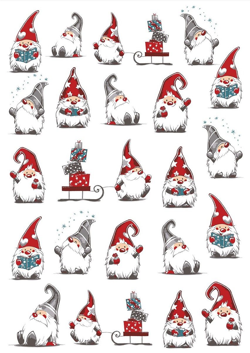 Kracht Geschirrtuch Wichtel Weihnachten, (Set, 3-tlg., Set), 3er Pack Geschirrtücher (3 Stück), ca. 45 x 70 cm, Baumwolle bedruckt