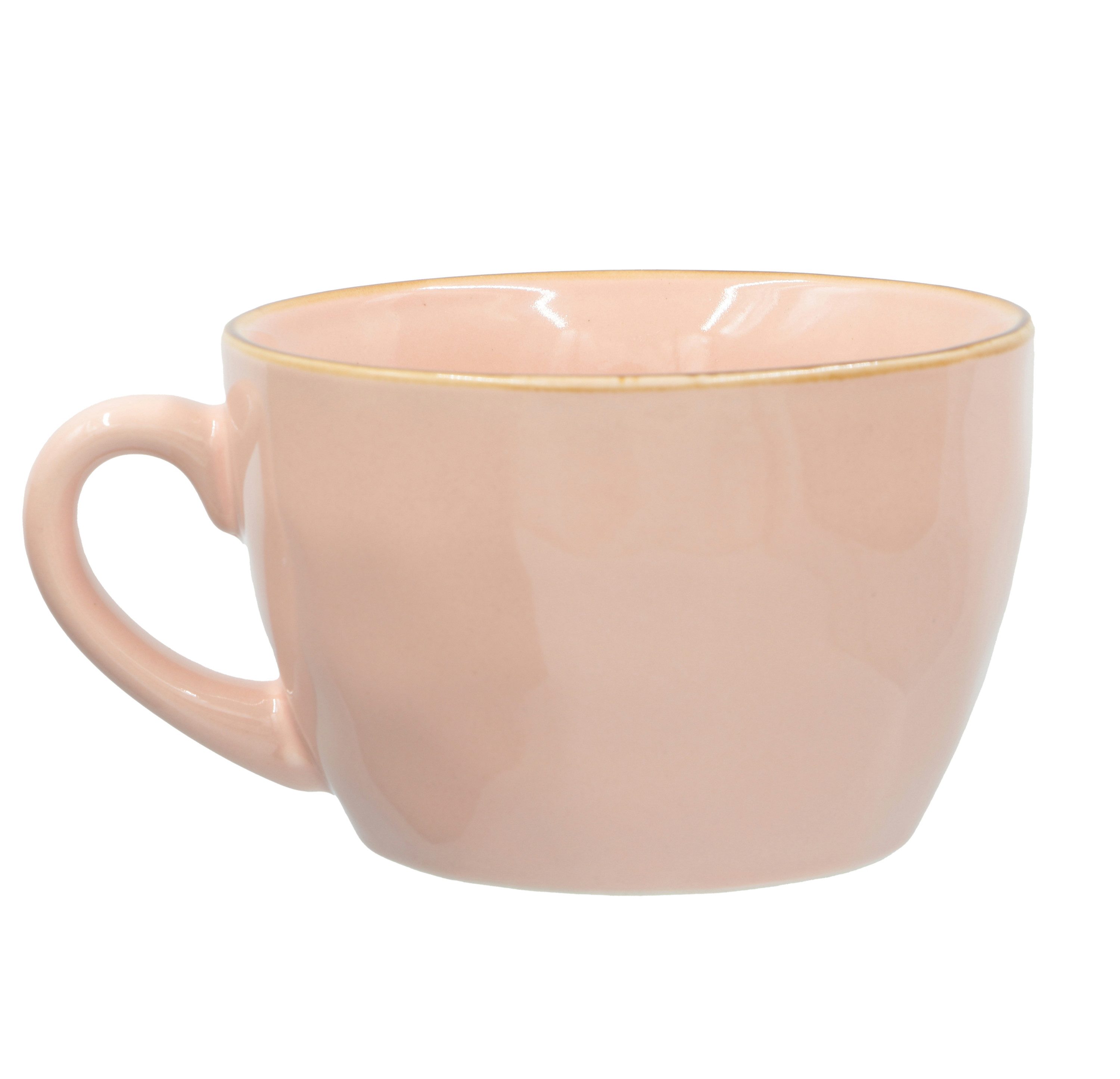 Rose & Tulpani Tasse Große Frühstückstasse Becher Teetasse 420 ml, Steingut, Handgefertigt, Mikrowellenfest, Backofengeeignet