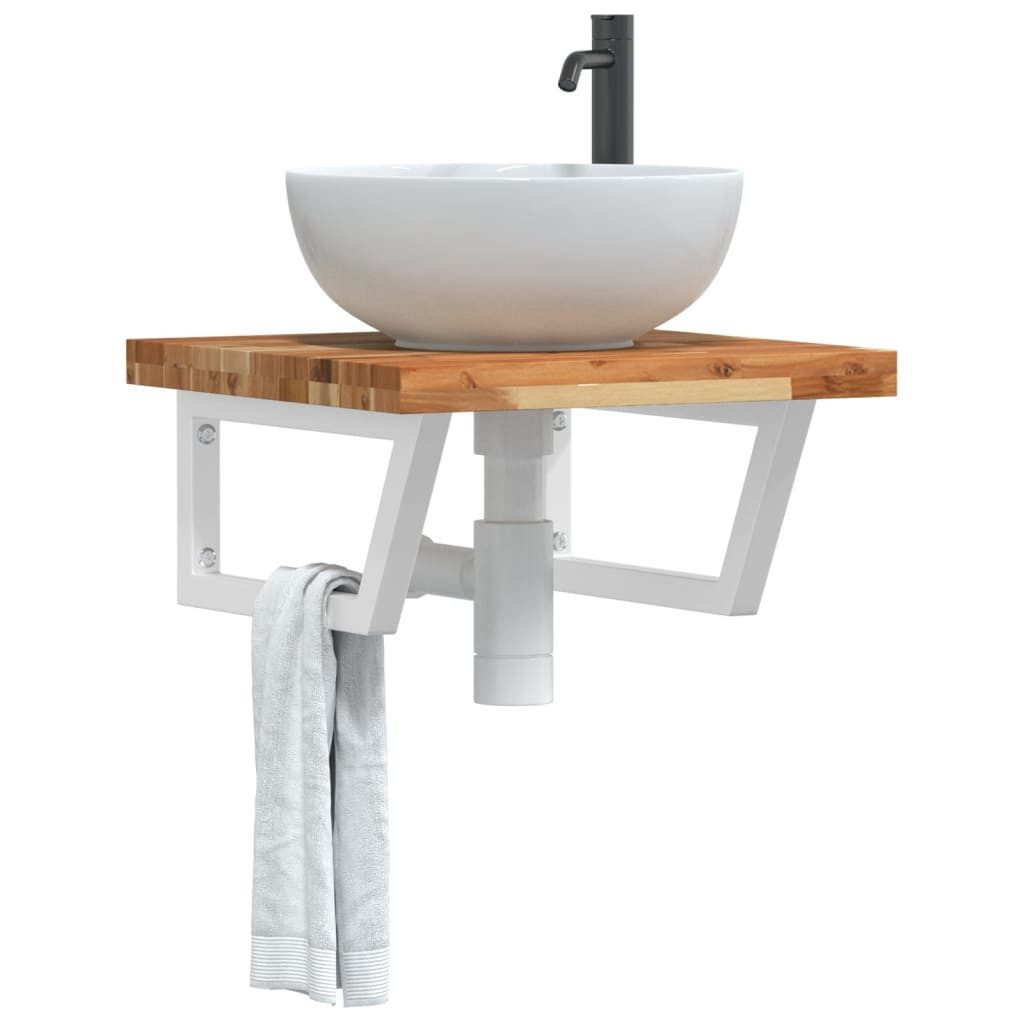 vidaXL Badezimmerspiegelschrank Waschbeckenregal Wandmontage Stahl und nholz (1-St)