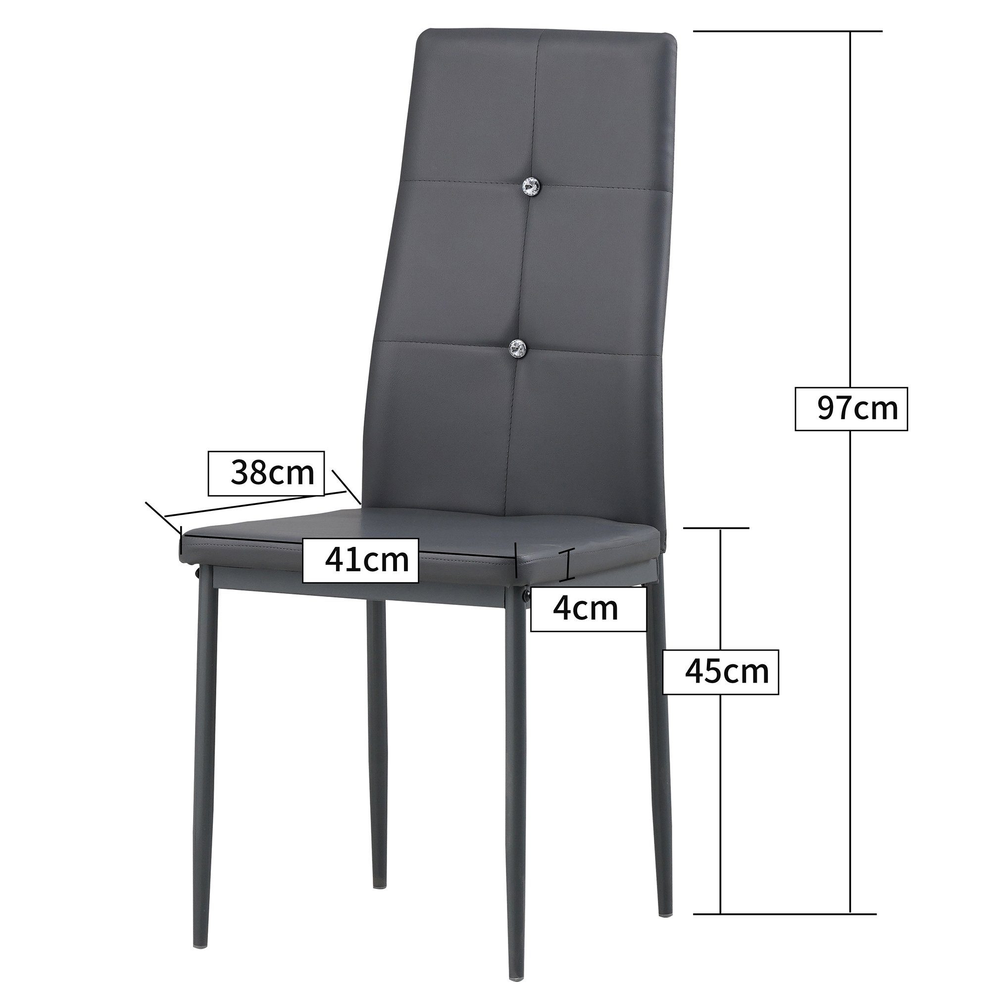 Albatros International Esszimmerstuhl Esszimmer Stühle 4 er Set DIAMOND, Stuhl Stühle Esszimmerstühle, Küche (4er Set, Weiss, Kunstleder Bezug), Küchenstuhl Küc – Bild 5 von 5