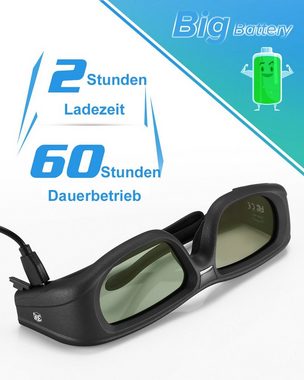 TPFNet 3D-Brille Aktive Shutterbrille für Bluetooth / RF 3D TVs, Samsung, Panasonic, Epson, etc. - wiederaufladbar - Schwarz - 2 Stück