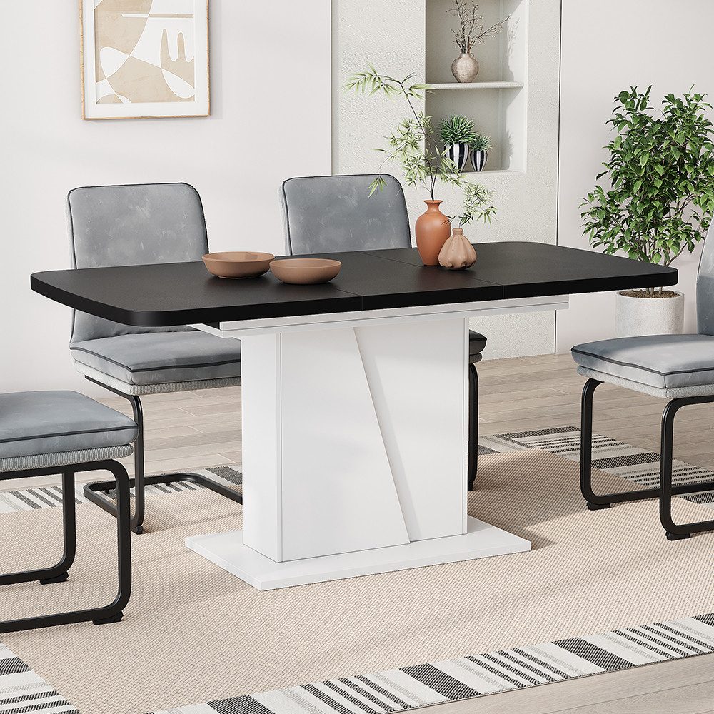 Vicco Esstisch Fenaro, Weiß/Schwarz, 120 x 80 cm ausziehbar günstig online kaufen