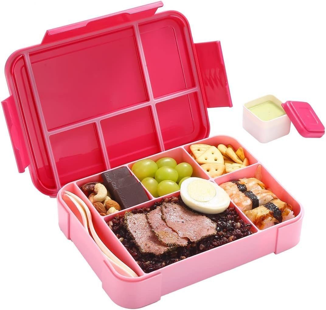 5 BPA Kinder Fächern Rosa DOPWii Bento Lunchbox,Brotdose–1300ML Box Lunchbox Frei Mit