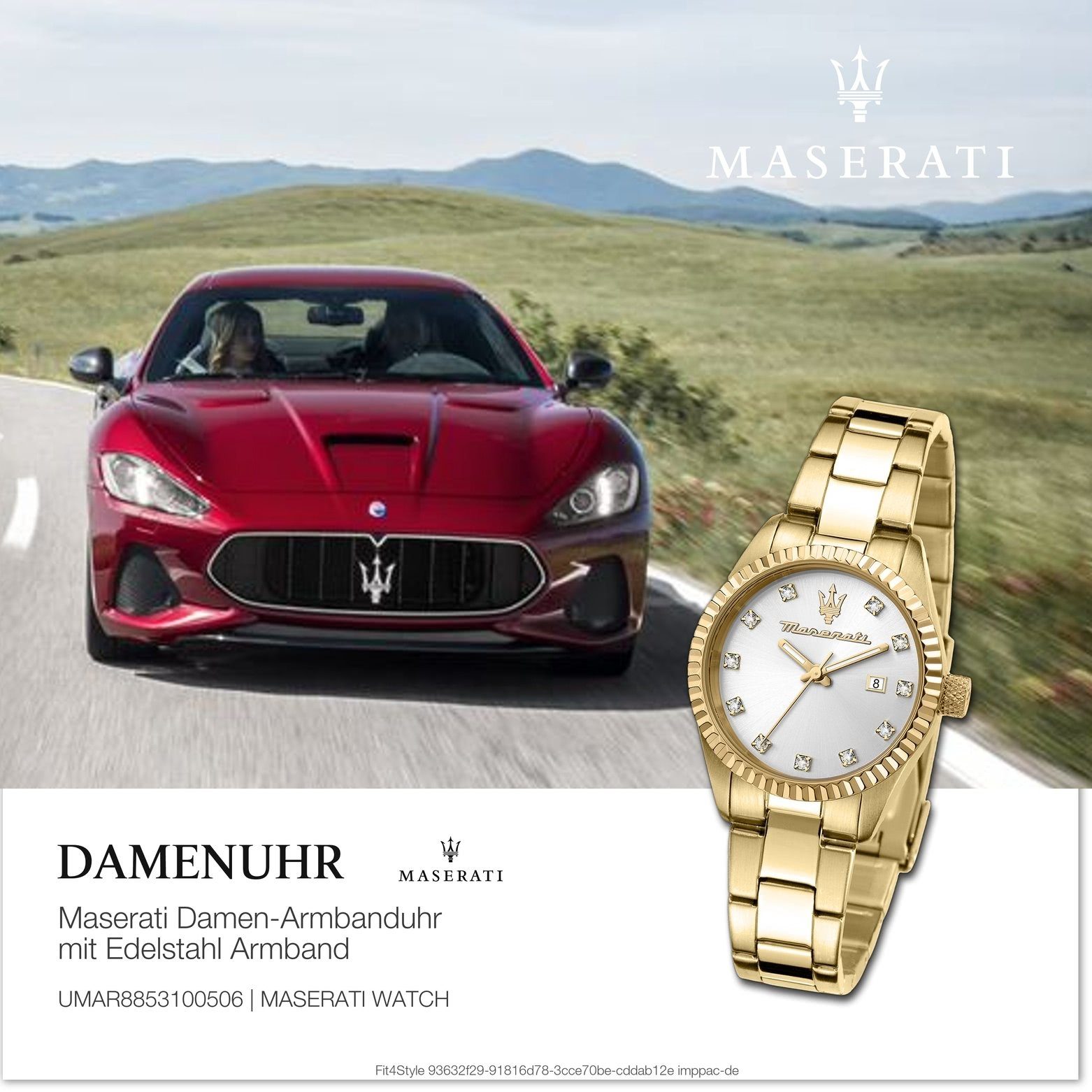 MASERATI Quarzuhr Maserati mittel 31mm) (ca. Edelstahlarmband, Damenuhr Damenuhr COMPETIZIONE, rund, Made-In Italy gold