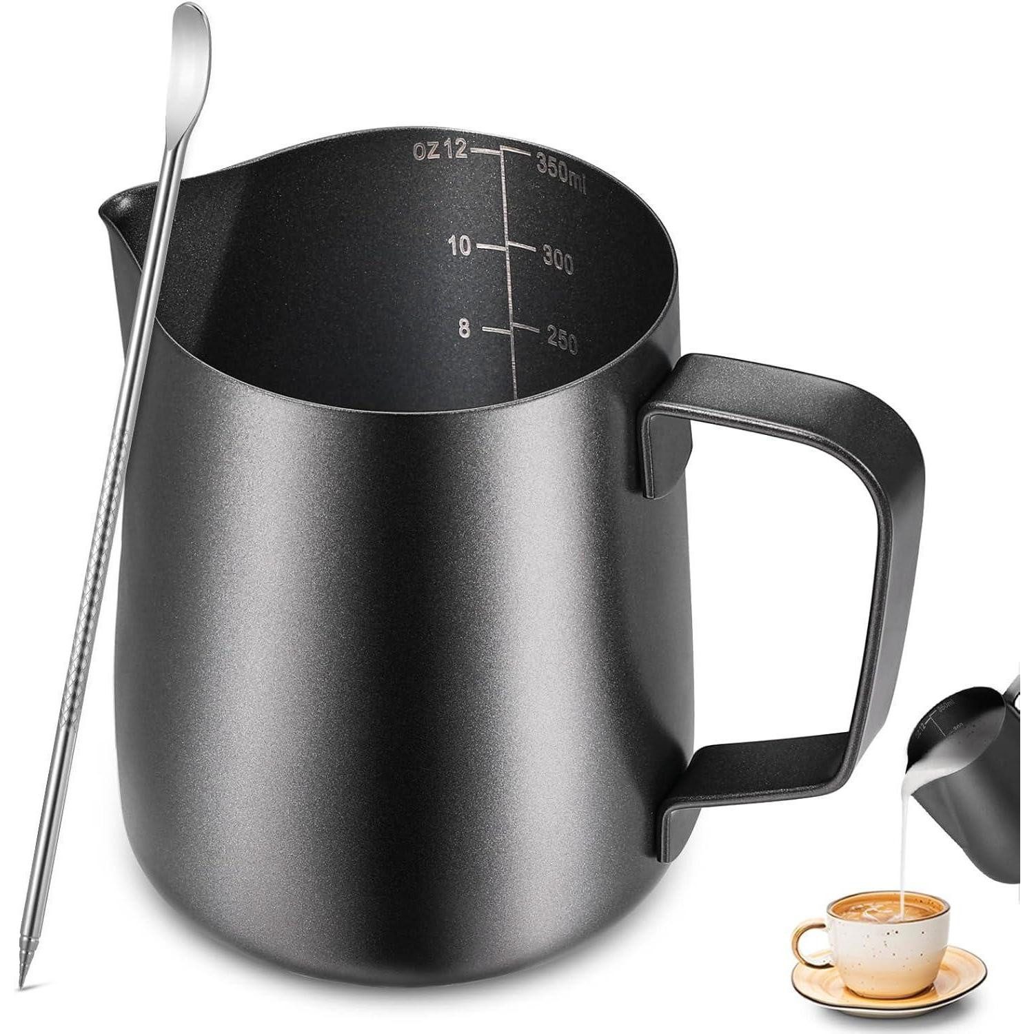 LuxusKollektion Milchkännchen Milchkännchen 350ml Edelstahl Milk Pitcher Schwarz