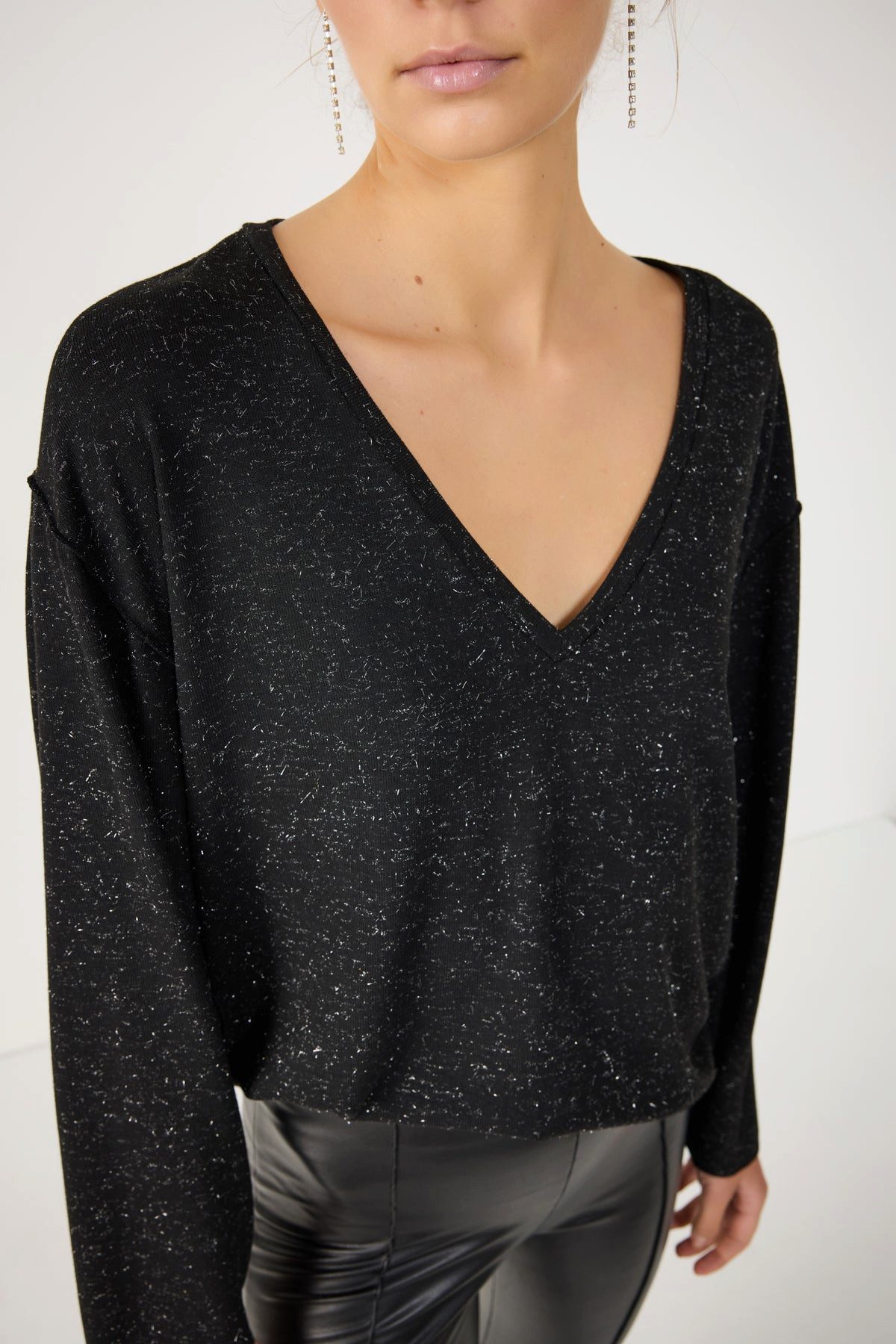 No Matter What Blusentop Langärmlige Bluse mit V-Ausschnitt günstig online kaufen