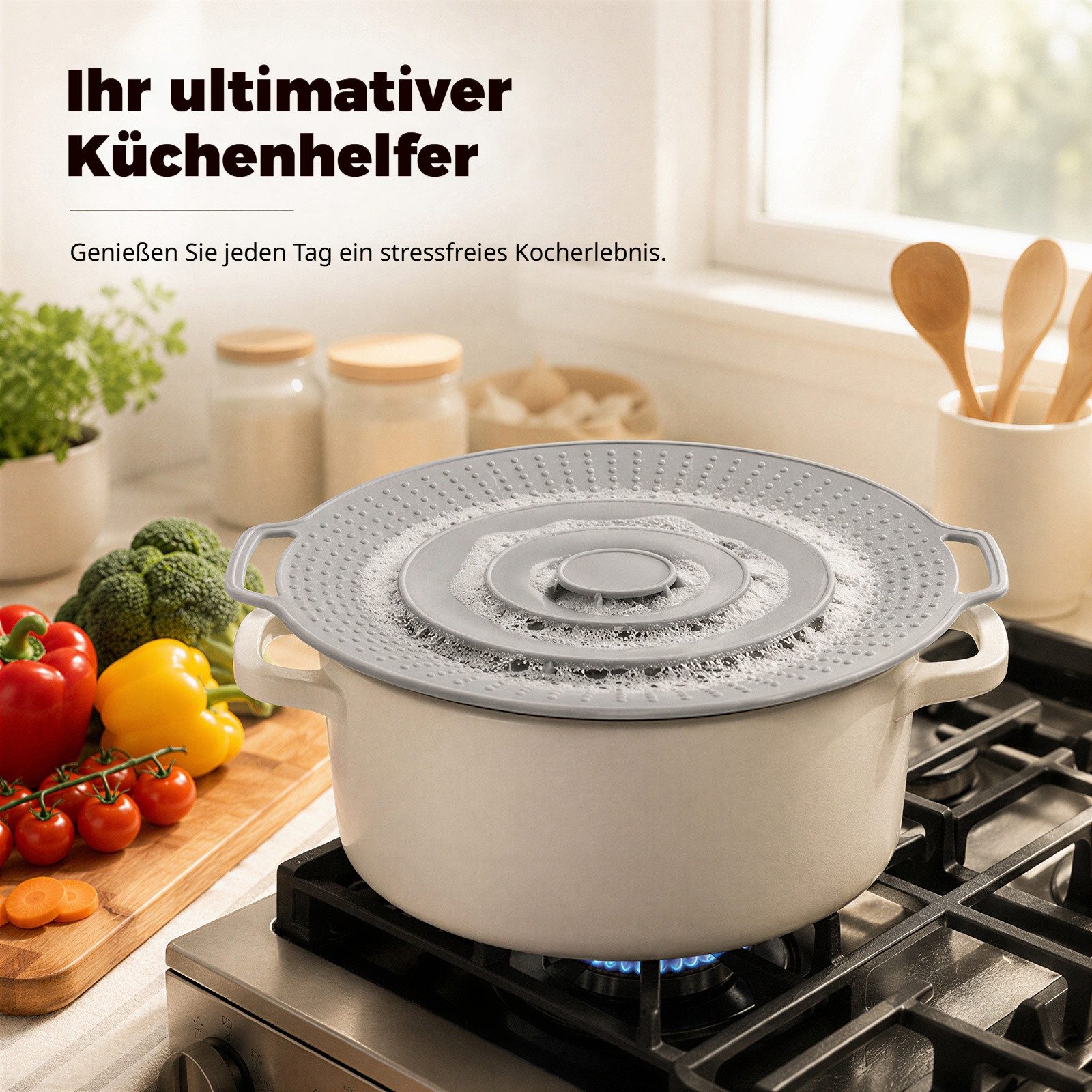 BlingBin Überkochschutz Silikon Überkochschutz 30 cm – Spritzschutz Topfdeckel für Töpfe, (2er Set, 2-tlg., Verpackungsmaße: 32 x 30 x 4 cm), Topfdeckel gegen Ü – Bild 4 von 5