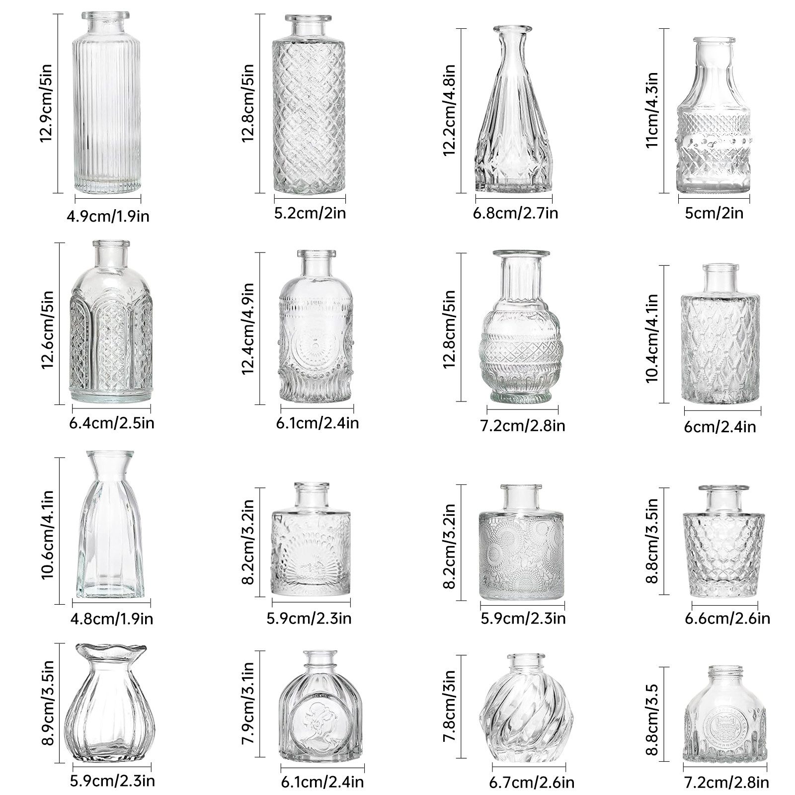 SEHAUSEU Dekovase Vase aus Glas Blumenvase (Set, 16 St) in 16 unterschiedli günstig online kaufen