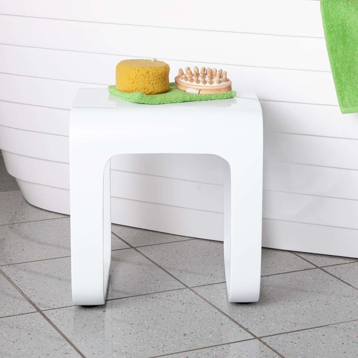 KZOAO Duschhocker Design Badhocker aus Mineralguss II, belastbar bis 150 kg