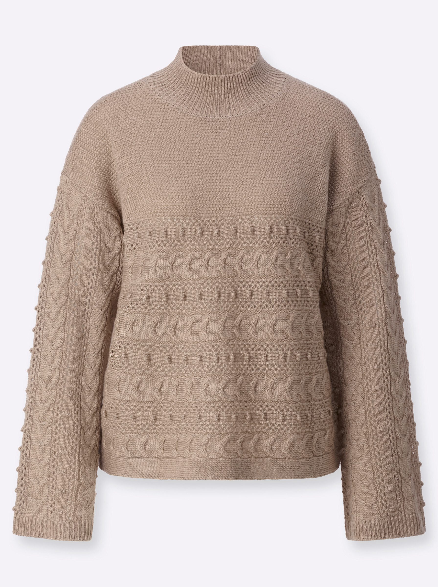 Witt Strickpullover Pullover Langarm Ajour, Zopfmuster