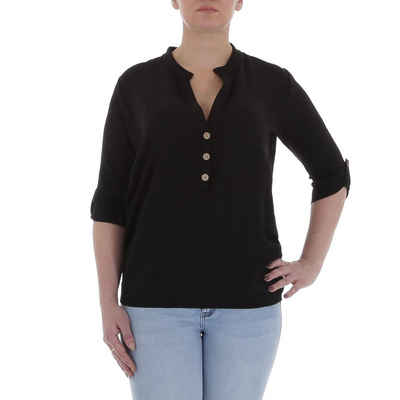 Ital-Design Crinklebluse Damen Elegant Bluse in Schwarz