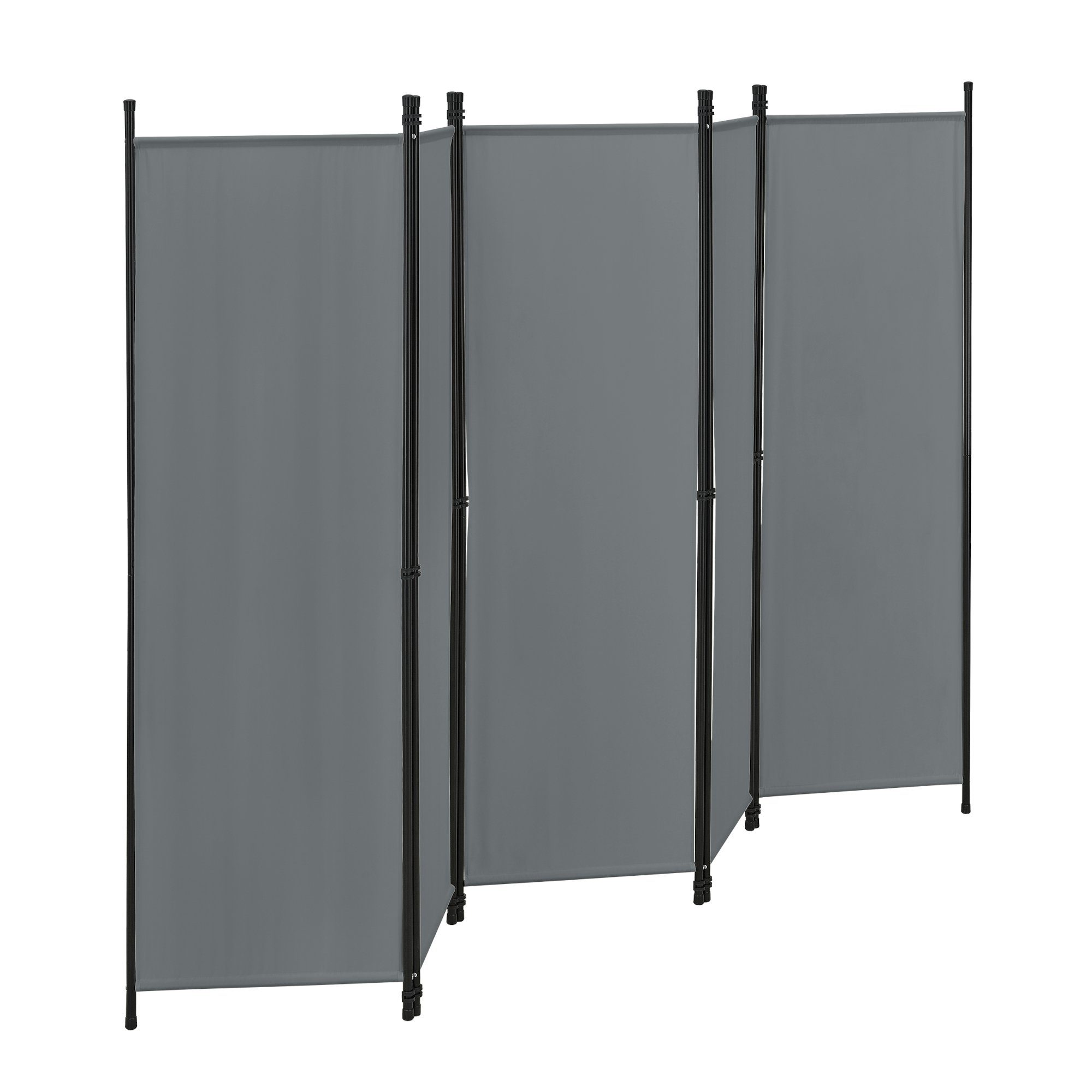 en.casa Paravent, »Huesca« Spanische Wand 5-teilig Sichtschutz 250x171cm Dunkelgrau