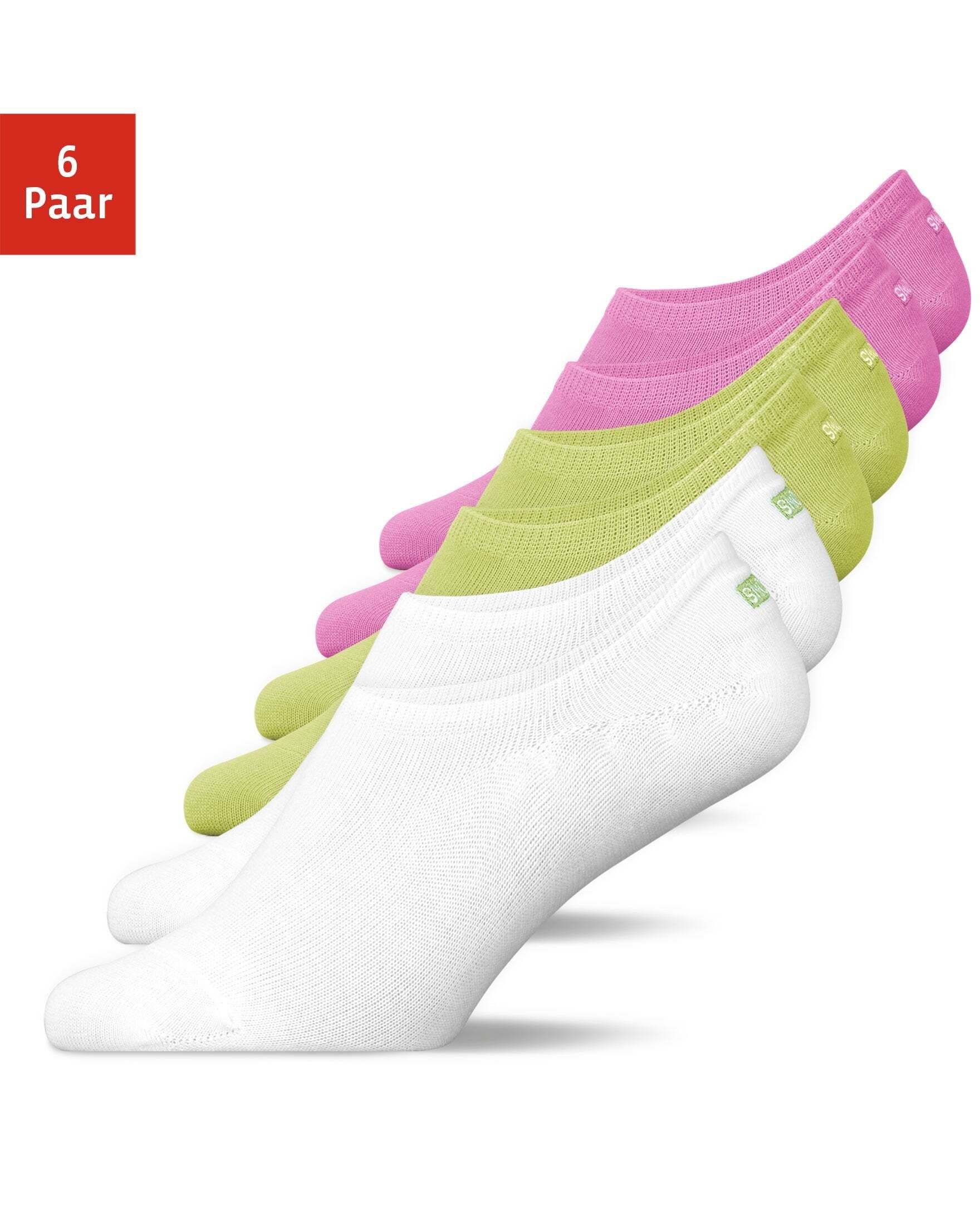 SNOCKS Füßlinge Invisible Socks Sneaker Шкарпетки Damen & Herren (6-Paar) aus Bio-Baumwolle, mit Anti-Rutsch-Pad und unsichtbar in den Schuhen