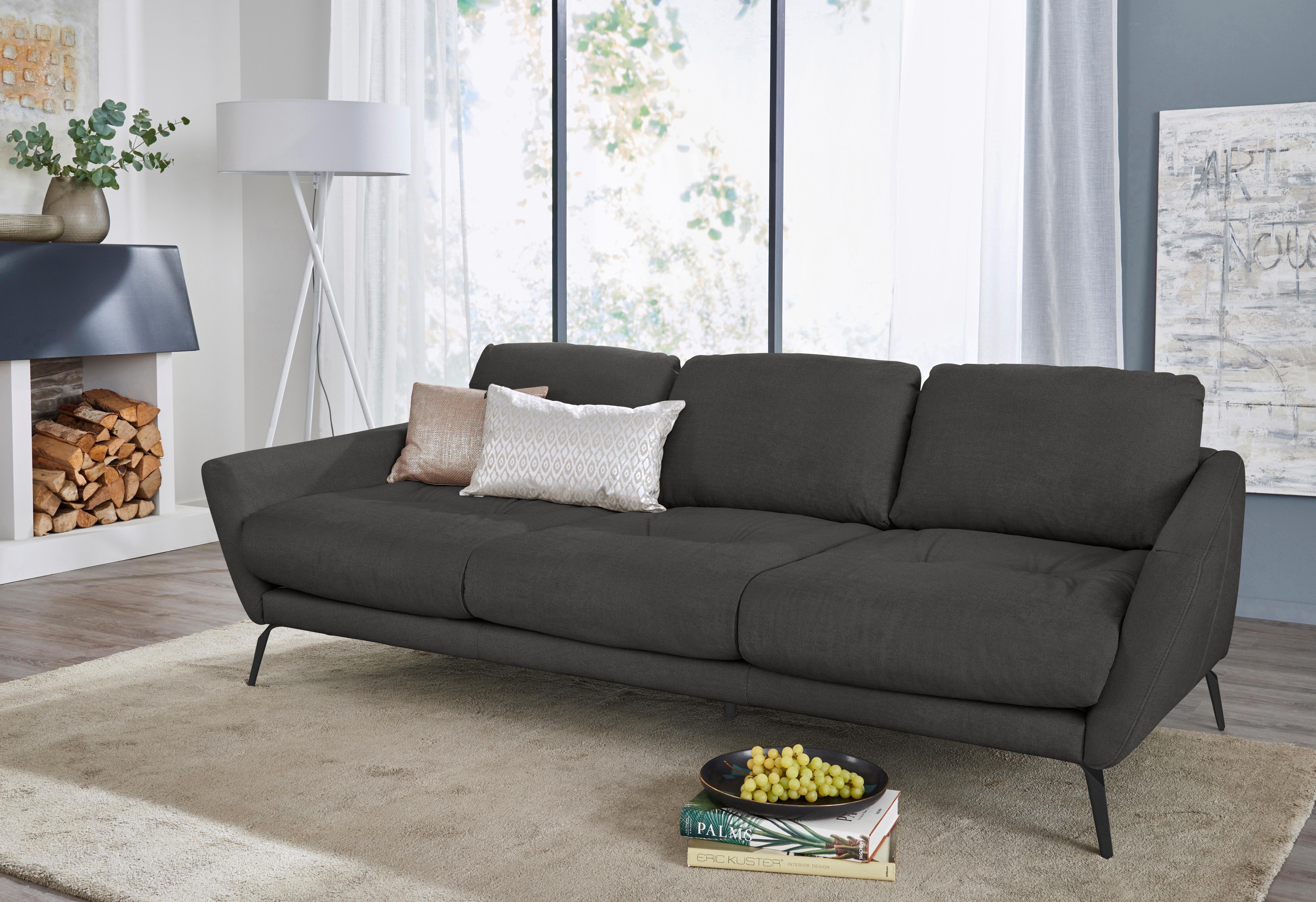 W.SCHILLIG Big-Sofa im mit Sitz, Heftung pulverbeschichtet softy, schwarz dekorativer Füße