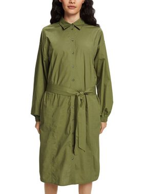 Esprit Collection Midikleid Baumwoll-Hemdblusenkleid mit Bindedetail