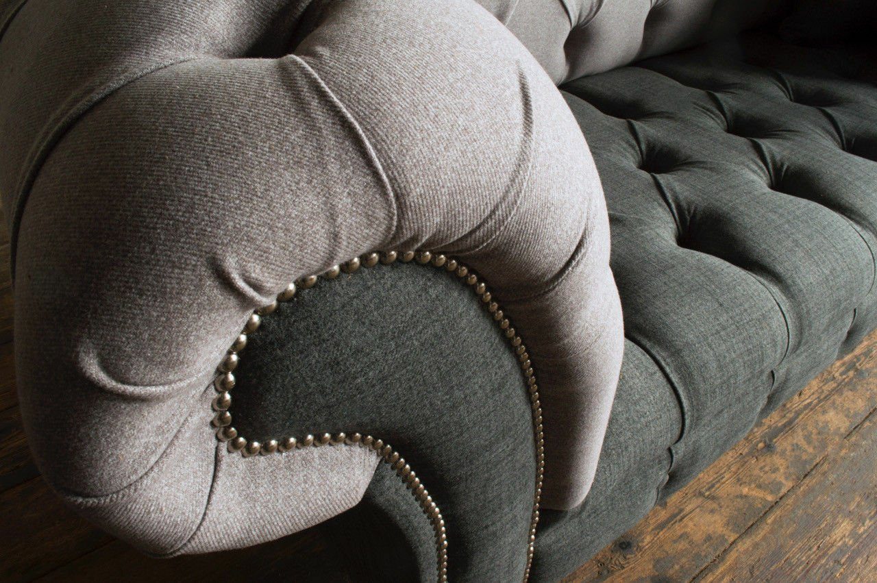 JVmoebel 3-Sitzer Chesterfield Design Textil in #127, Sofa Couch Sitz Europe Made Polster Garnitur Luxus