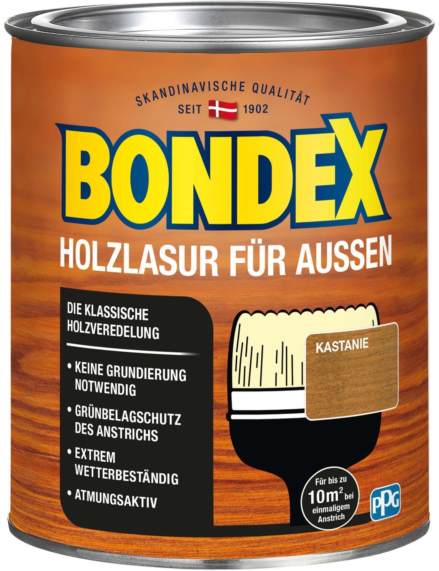 Bondex Holzschutzlasur HOLZLASUR FÜR AUSSEN, Wetterschutz Holzverkleidung, atmungsaktiv, in versch. Farbtönen Kastanie