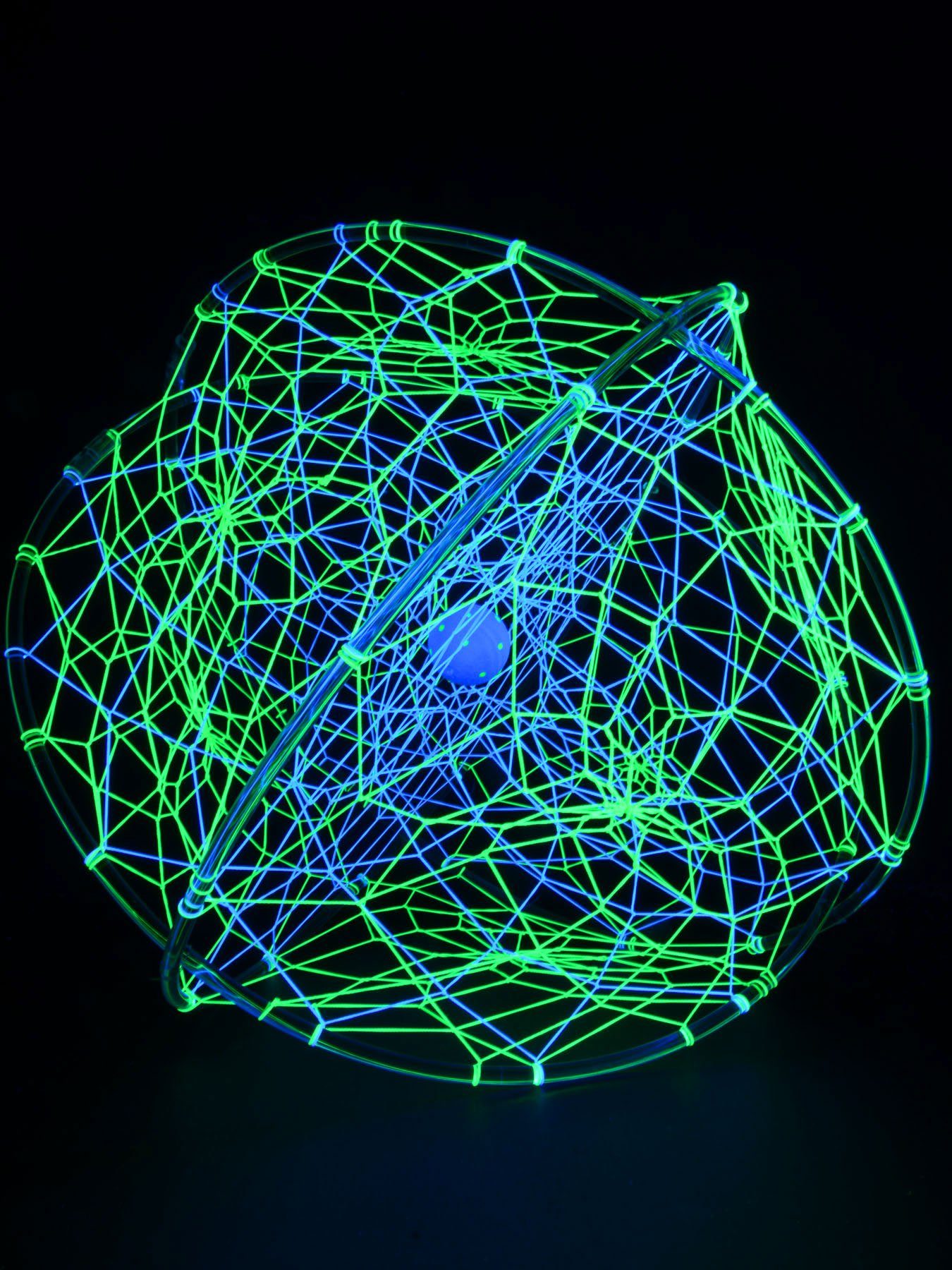 PSYWORK Dekoobjekt Schwarzlicht 3D UV-aktiv, 60cm, Galaxy", StringArt Fadende Blue leuchtet Traumfänger Schwarzlicht "Deep unter