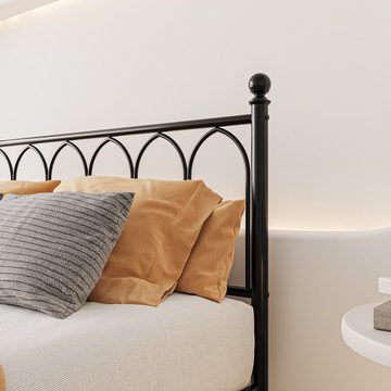 OKWISH Metallbett Metallbett Einzelbett Jugendzimmer mit Lattenrost ohne Martatze, 120 x 200 cm, Schwarz