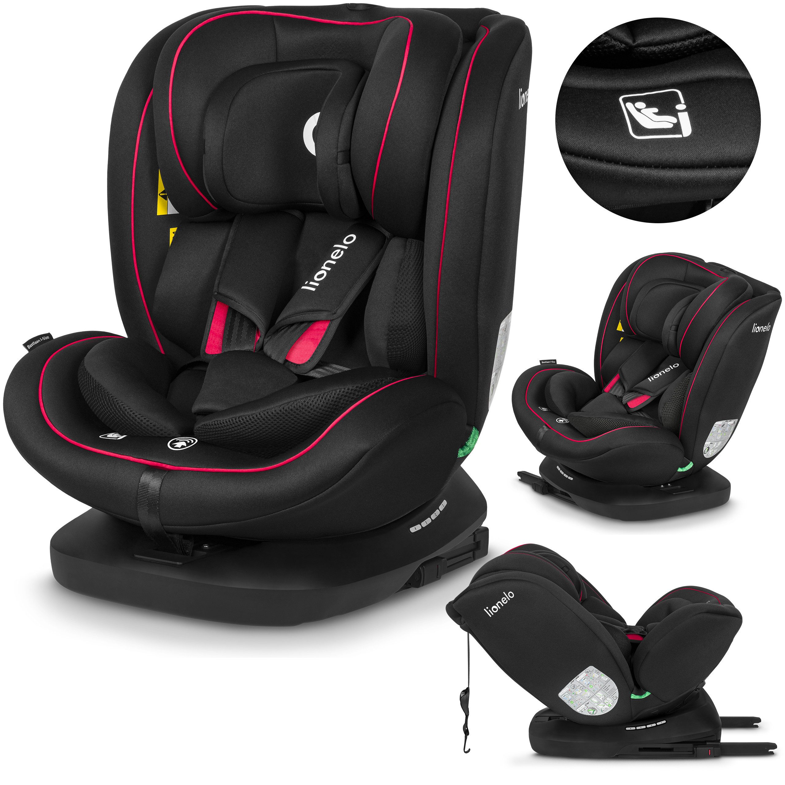 lionelo Autokindersitz BASTIAAN I-SIZE, ab: ab Geburt, bis: bis 12 Jahre, ab: 40,00 cm, bis: 150,00 cm, (Set), i-Size / 0-36 kg / Isofix + Top Tether