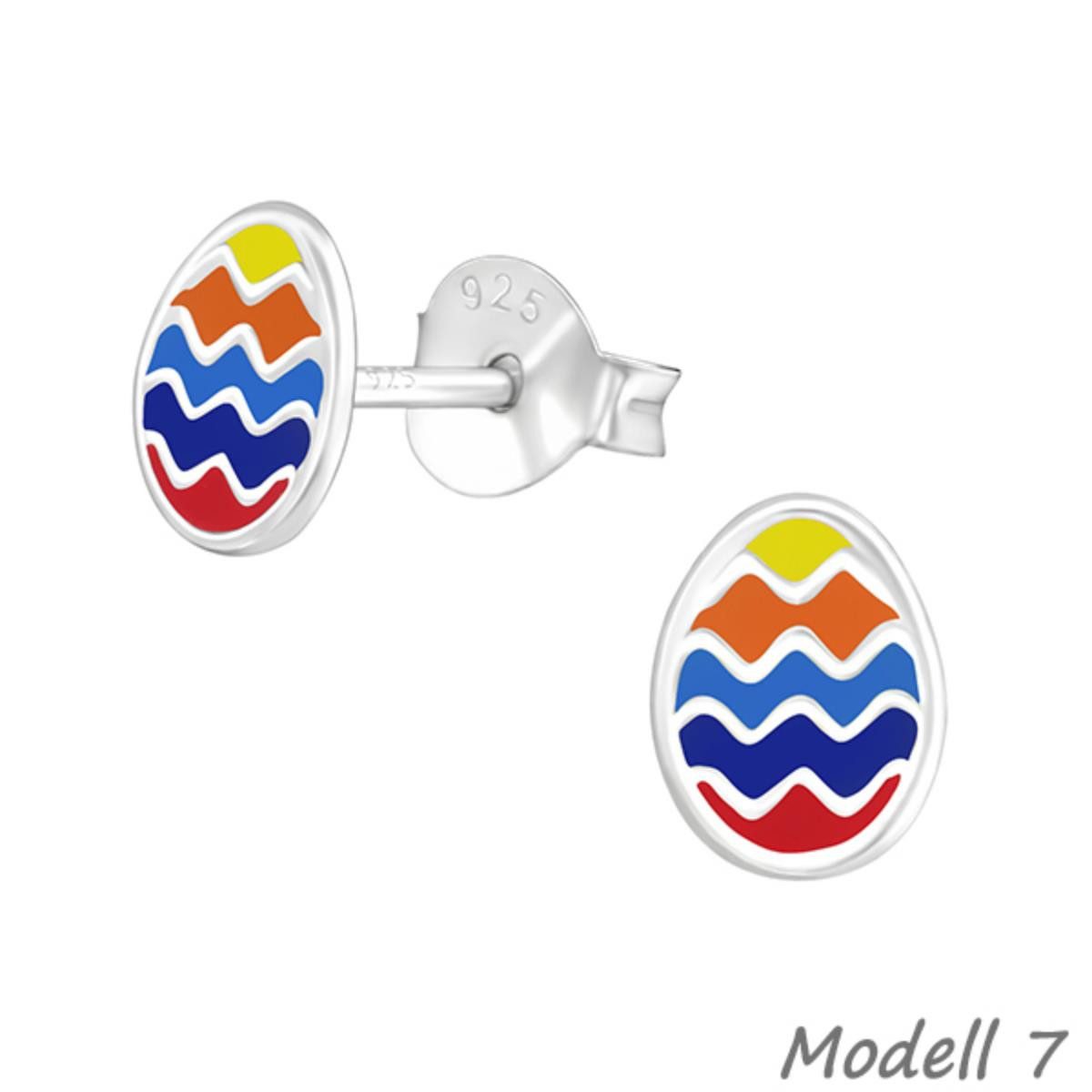 Order & Smile Schmuck Paar Ohrstecker Ohrstecker Ostern: 925 Silber Kinder Ohrringe „Hase, Küken, Osterei“