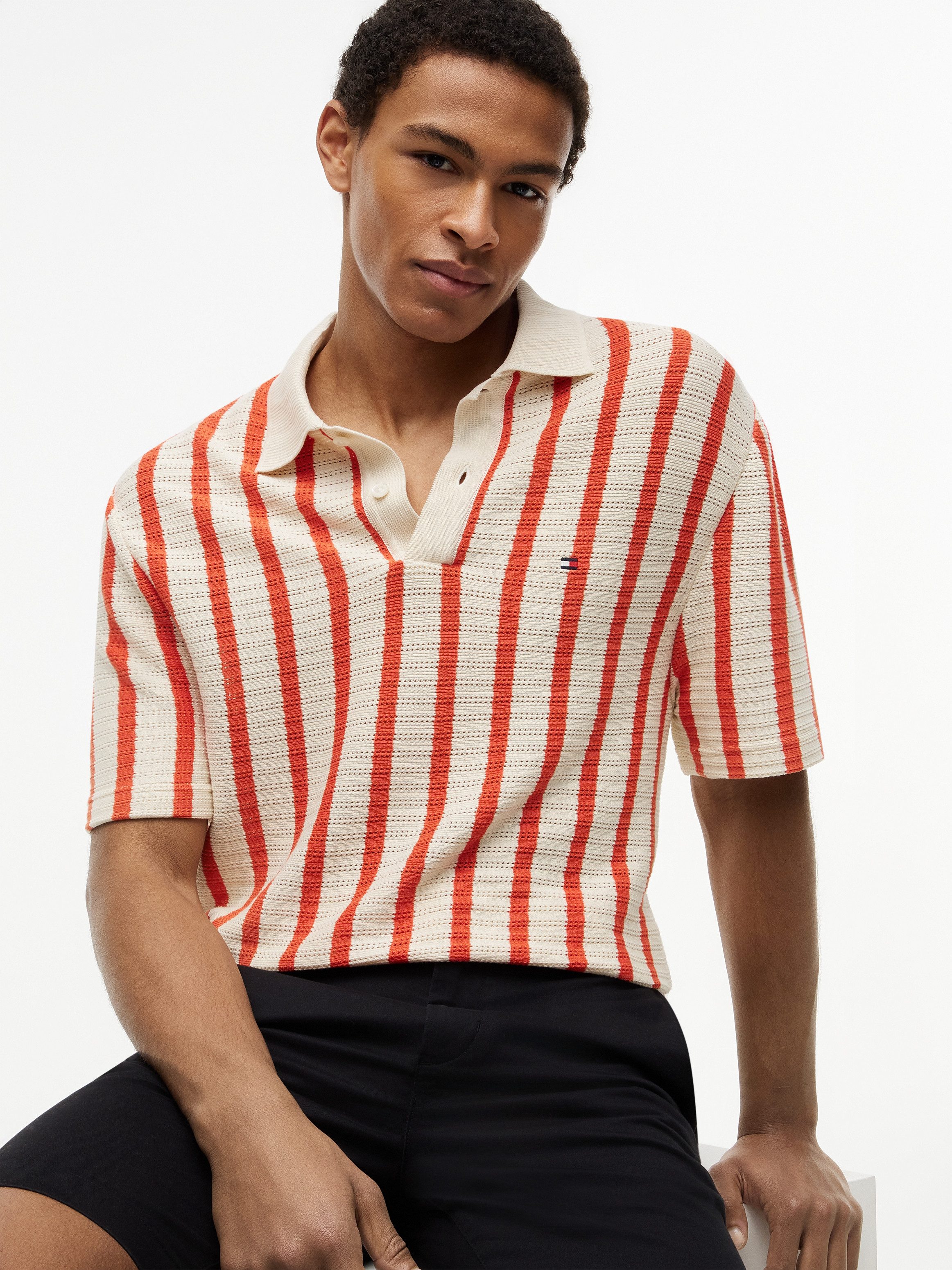 Tommy Hilfiger Poloshirt OPEN KNIT RELAXED FIT POLO aus Lochstrick, relaxed – Bild 3 von 5