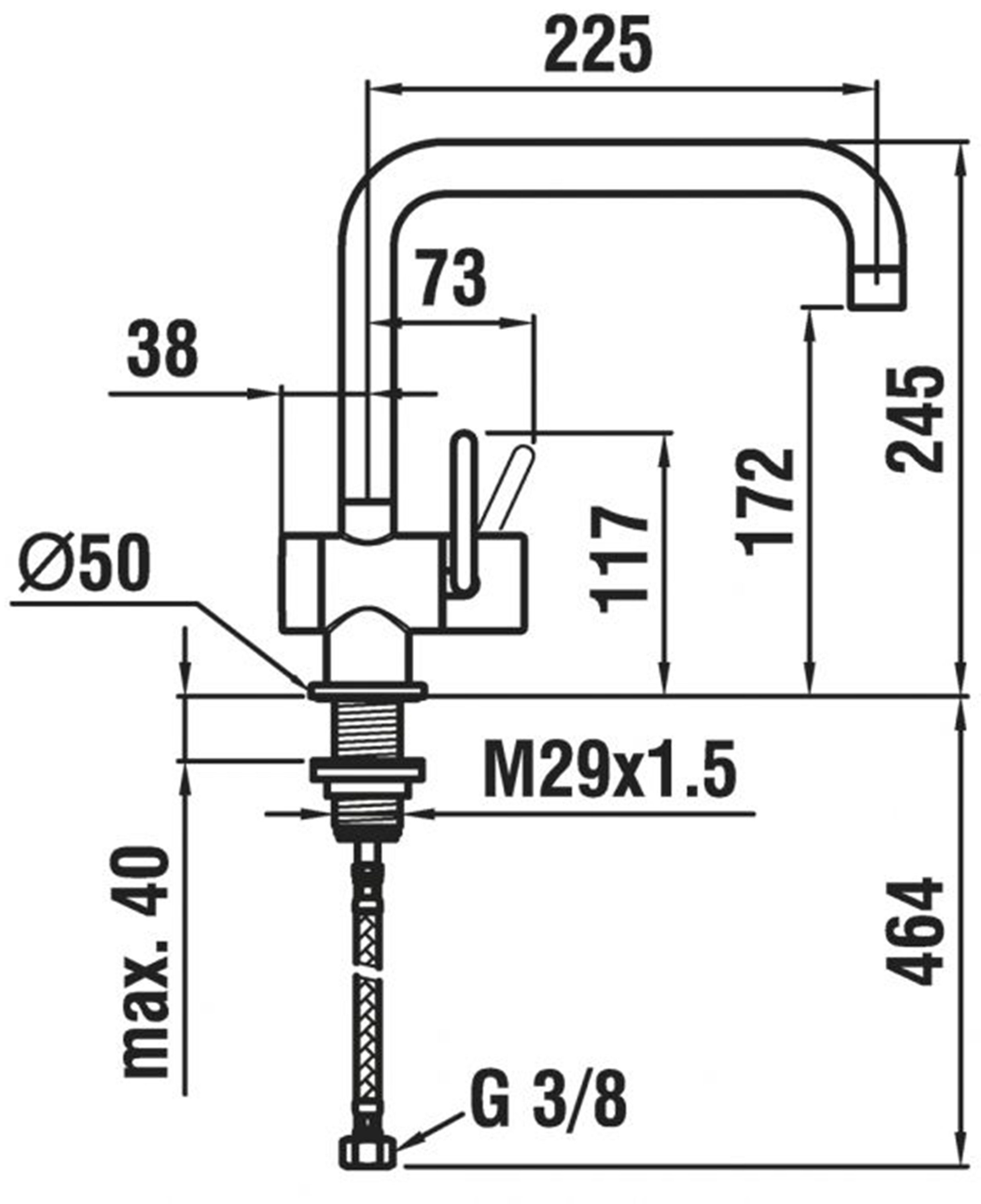 Küchenarmatur LAUFEN LAUFEN ARWA (1-St) Schwenkauslauf, Markenprodukt, Keramikkartusche, arwa mit Hochdruck, 9.89532.100.001 Bleifrei Chrom Schweizer Küchenarmatur Twin