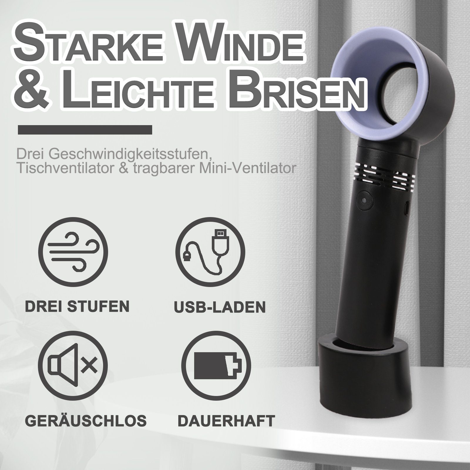 Handheld Luftkühler, Mini GrünSchwarz USB USB-Ventilator Wiederaufladbar BIGTREE Mini