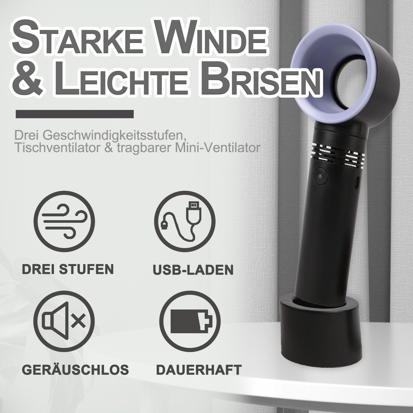 USB USB-Ventilator Mini GrünSchwarz Mini BIGTREE Wiederaufladbar Handheld Luftkühler,