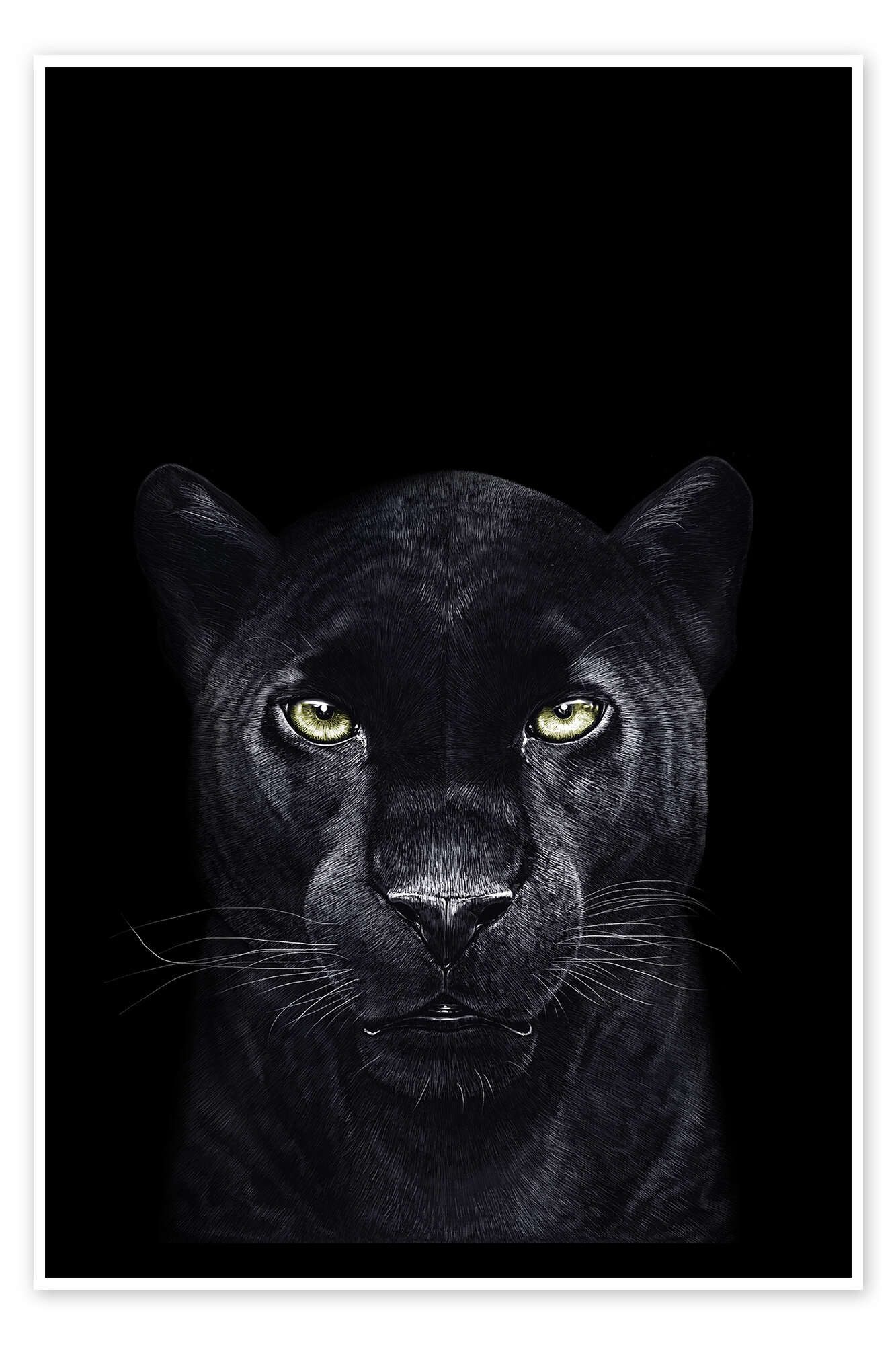 Posterlounge Wandbild Schwarzer Panther auf schwarzem Grund, Valeriya Korenkova, erhältlich als Poster, Leinwandbild, Wandsticker oder Acrylglasbild