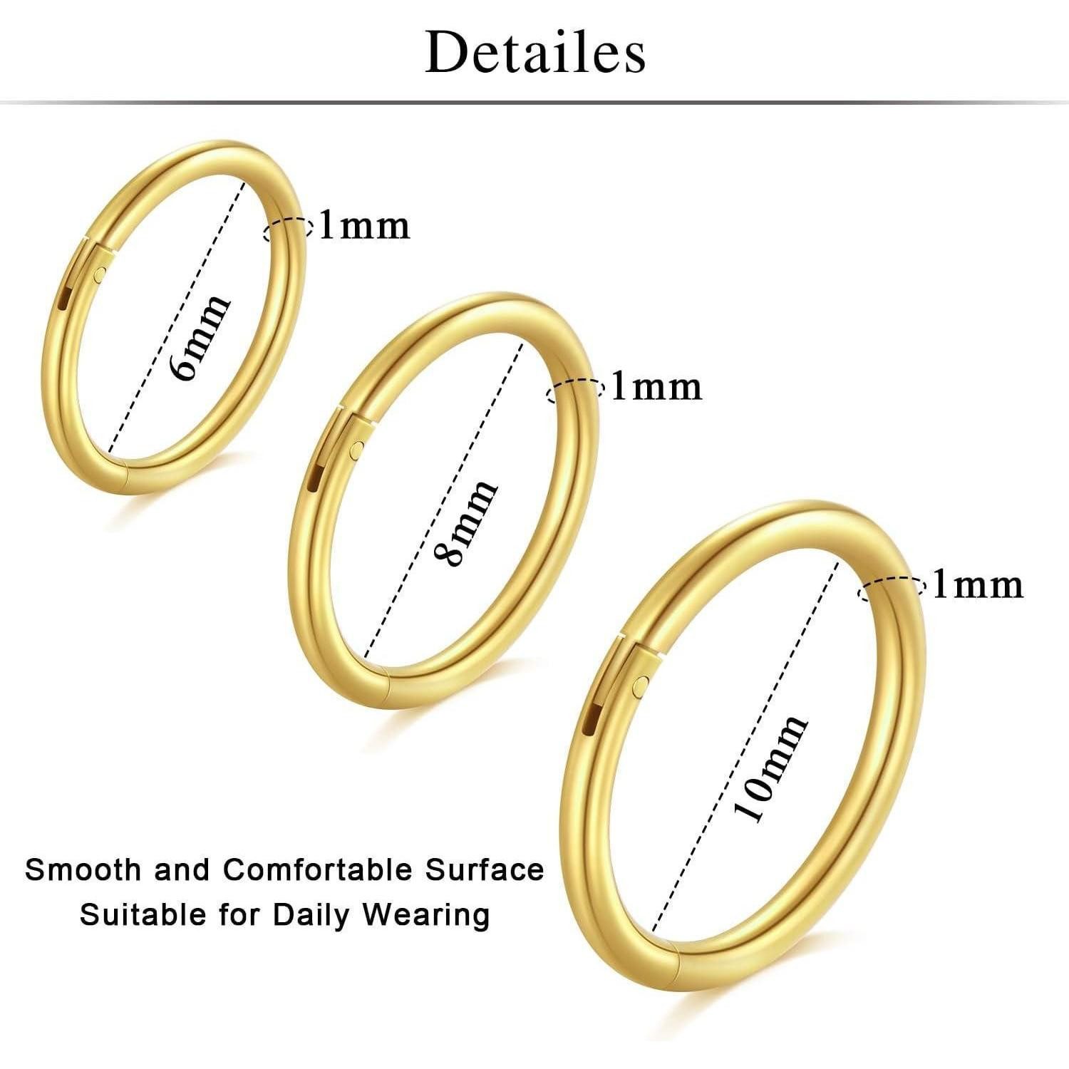 MODRSA Nasenpiercing Nasenpiercing Ring 16G 18G Hinged Clicker Septum Conch Helix Piercing