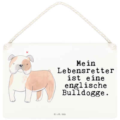 Mr. & Mrs. Panda Hinweisschild DIN A6 Englische Bulldogge Lebensretter - Weiß - Geschenk, Hund, Tier, (1 St)
