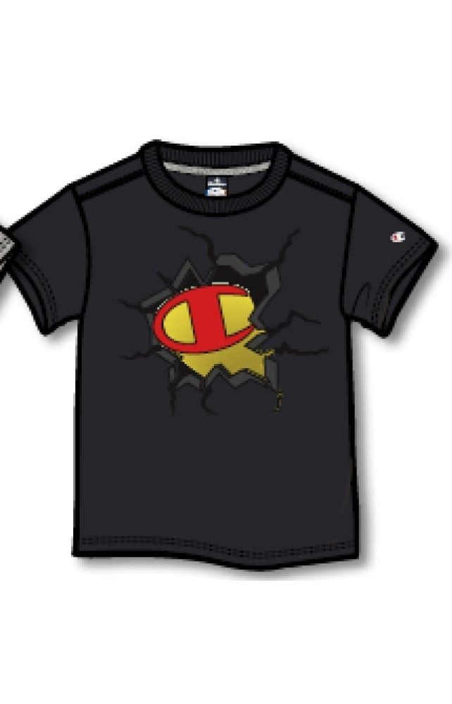 T-Shirt Freizeit (Baumwolle) Champion Super Graphic Print schwarz Jungen