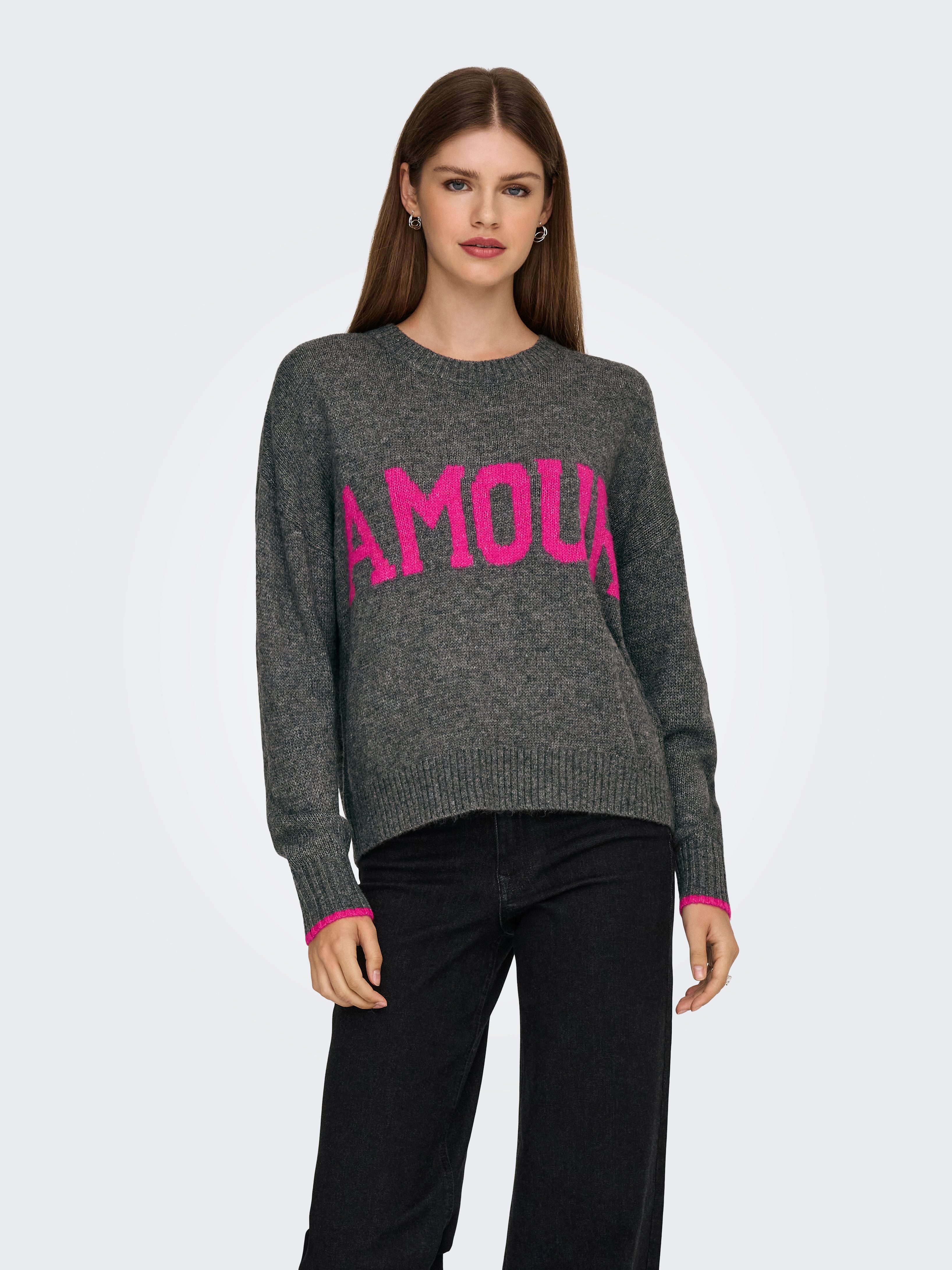 ONLY Rundhalspullover ONLNEW AMOUR LS TEXT günstig online kaufen