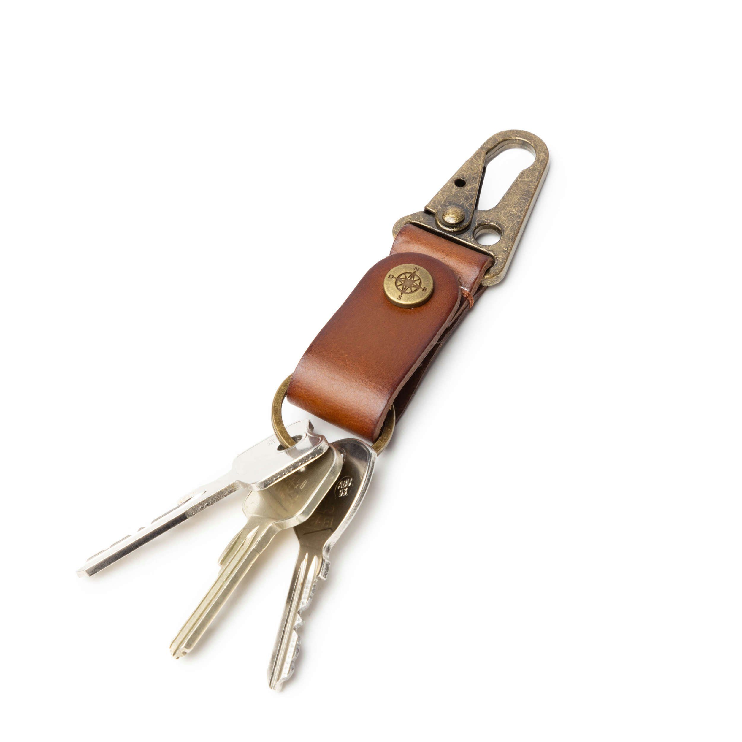 Schlüsselanhänger, für Schlüsselbund hochwertiger mit DRAKENSBERG Karabiner Lederanhänger