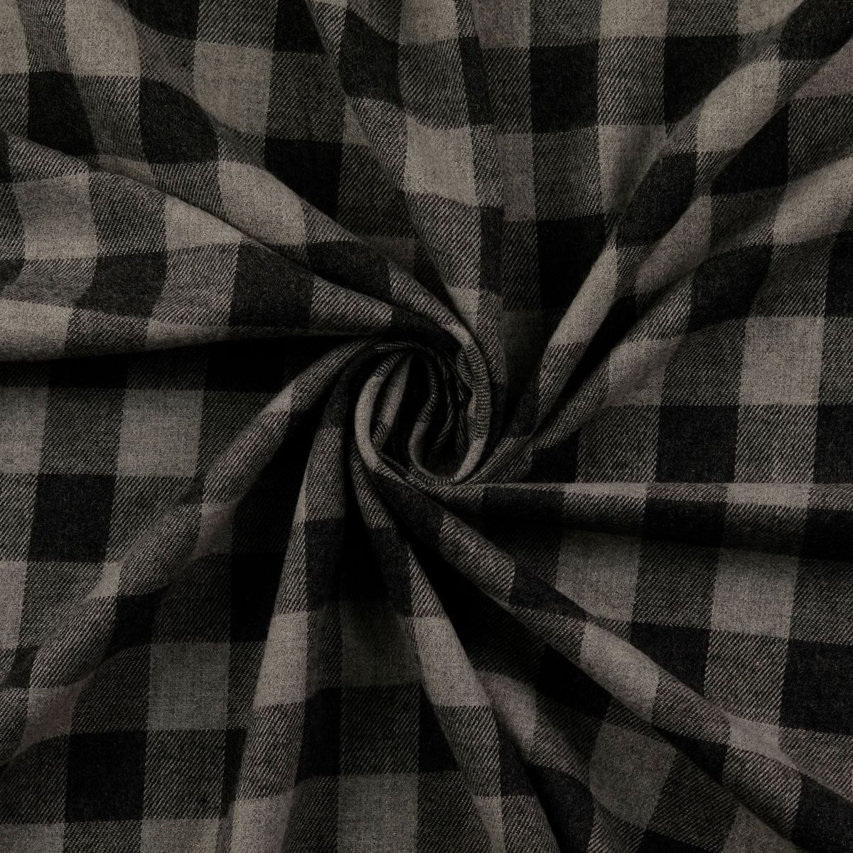 SCHÖNER LEBEN. Stoff Flanell Stoff Meterware aus Baumwolle garngefärbt Karo grau 144cm, allergikergeeignet,atmungsaktiv,pflegeleicht