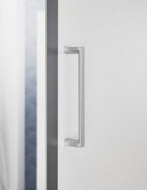 möbelando Kleiderschrank Hanau (BxHxT: 160x196x54 cm) in Weiß / Graphit mit 2 Schubladen und 4 Türen