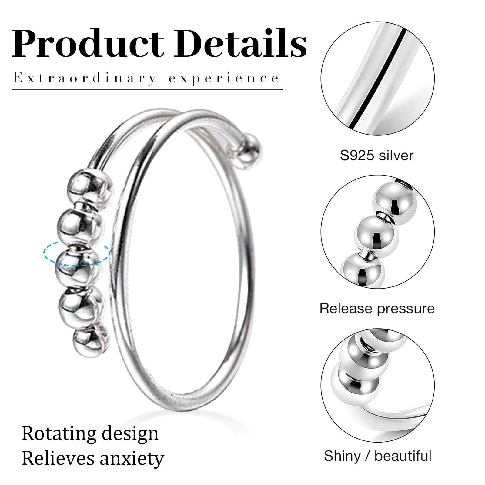 Verstellbarer 925 für Ring, Sterlingsilber Frauen Perlenring Silber 925er aus Silberschmuck Runder Fingerring Sterling POCHUMIDUU