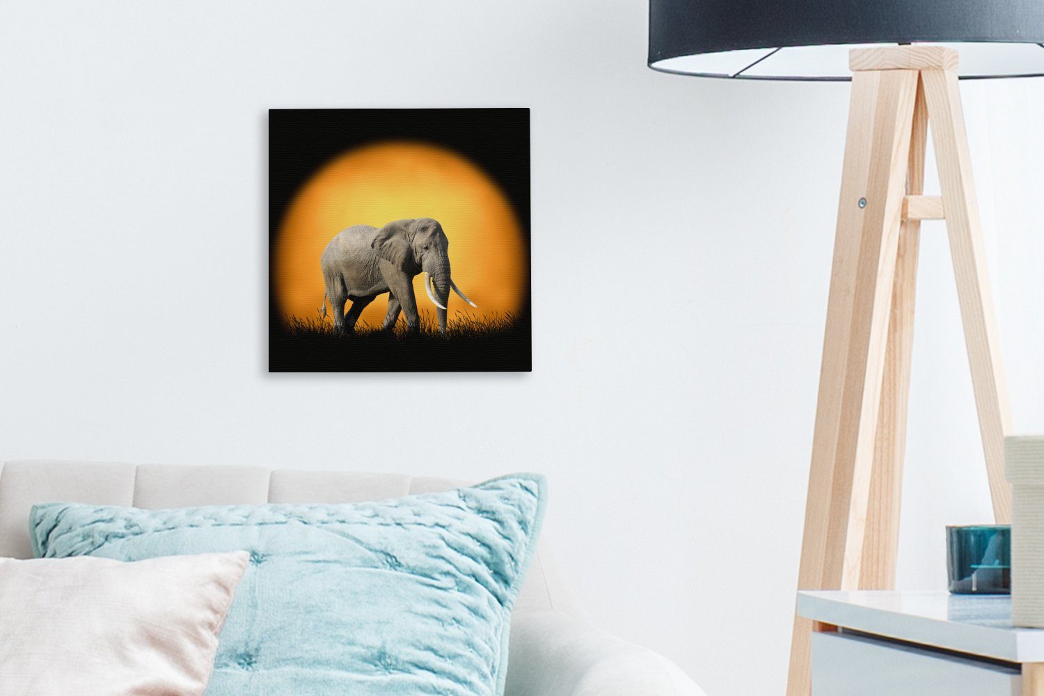 Elefant St), Leinwand - (1 Sonne Zähne, Bilder für Leinwandbild Wohnzimmer OneMillionCanvasses® Schlafzimmer -