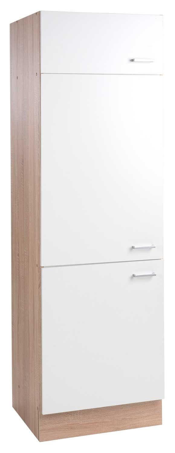 Kühlumbauschrank SONEA, Eiche Sonoma Dekor, Weiß, 3 Türen, BxHxT 60 x 200 x 60 cm