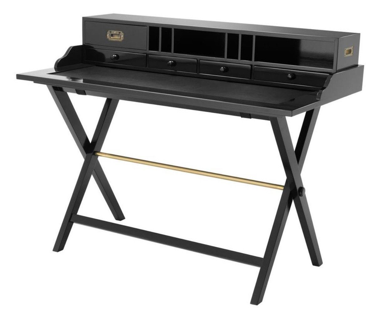 Casa Padrino Schreibtisch Reiseschreibtisch mit 5 Schubladen schwarz - Luxus Schreibtisch
