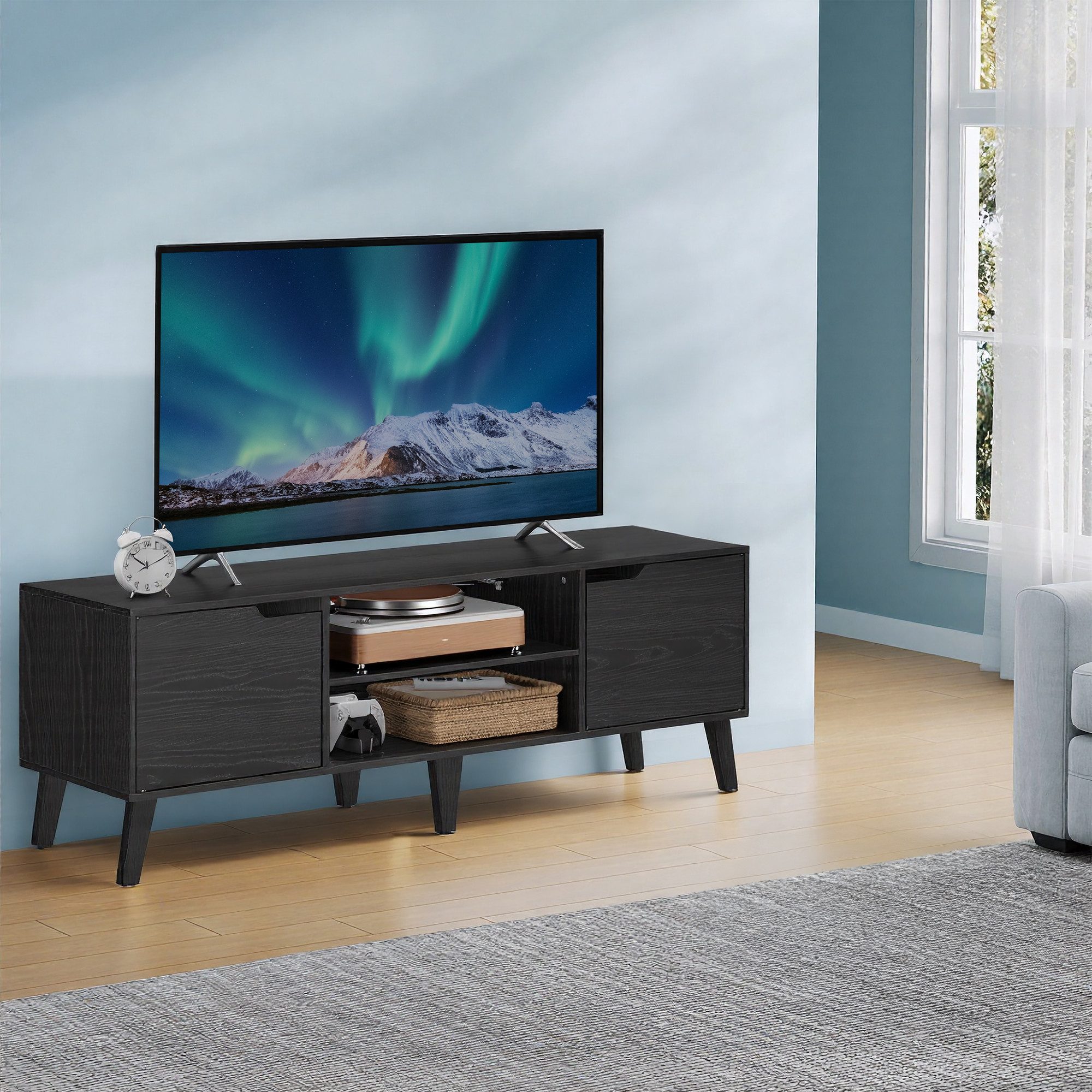 VASAGLE Lowboard, mit verstellbarer Ablage, 147cm lang, für Fernseher bis zu 65 Zoll