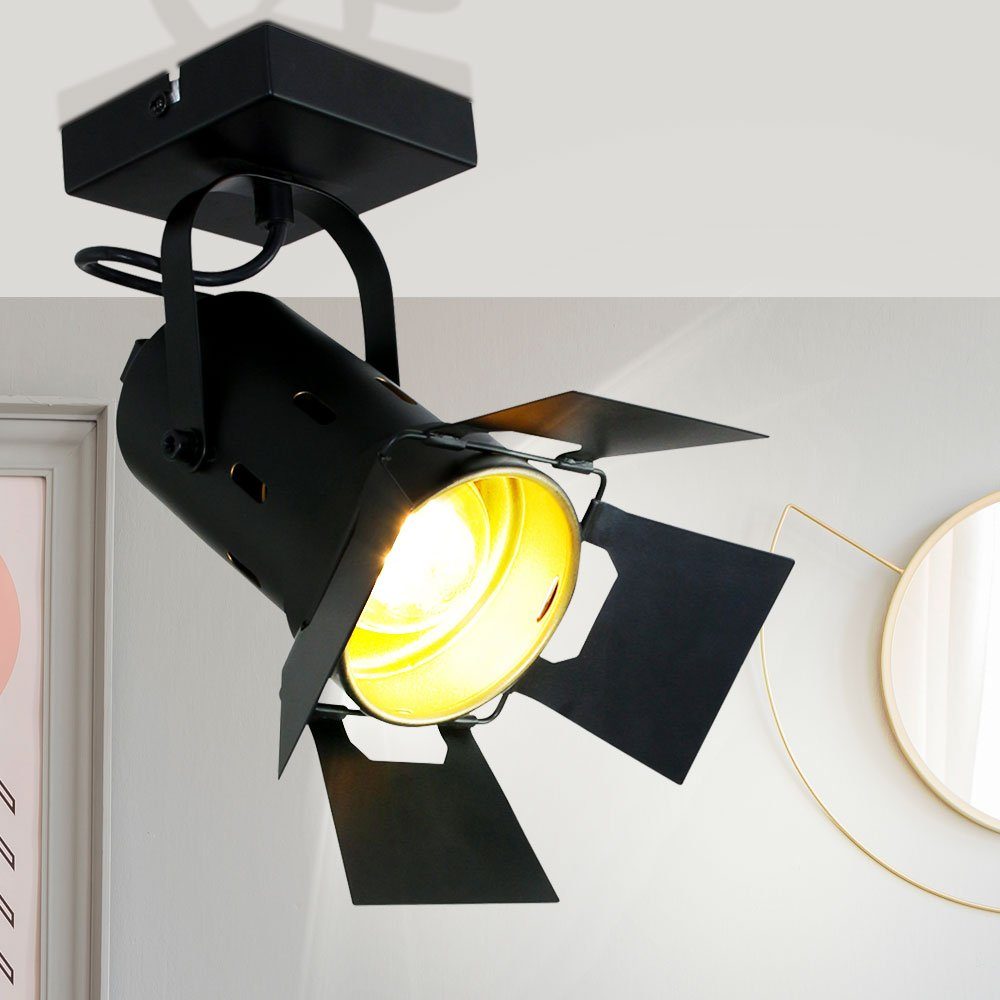 Leuchtmittel Studio Deckenspot, Spot Steinhauer LIGHTING LED Lampe VINTAGE schwarz-gold Strahler Decken Leuchte inklusive, nicht Dielen
