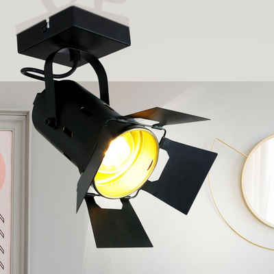 Steinhauer LIGHTING LED Deckenspot, Leuchtmittel nicht inklusive, VINTAGE Decken Leuchte Dielen Studio Strahler Lampe schwarz-gold Spot